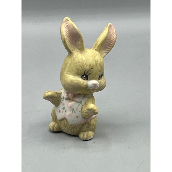 Vintage Brown Bunny wearing a Vest Brown Easter Bunny in Bow Tie - Picture 7 of 8